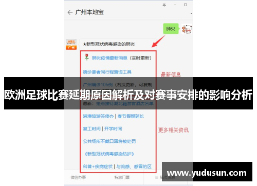 欧洲足球比赛延期原因解析及对赛事安排的影响分析